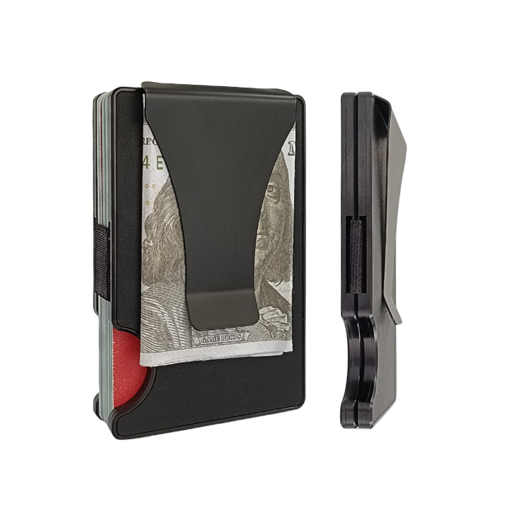 Custom Aluminum Leather Wallet Crazy Horse Genuine Leather Metal Wallet Slim RFID Blocking Card Holder Wallet