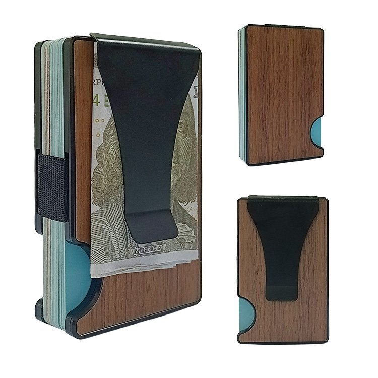 Minimalist Wallet for Men - Upgrade wooden Slim RFID Wallet No Screw Scratch Resistant, Credit Card Holder & Money Clip Mens Wallets