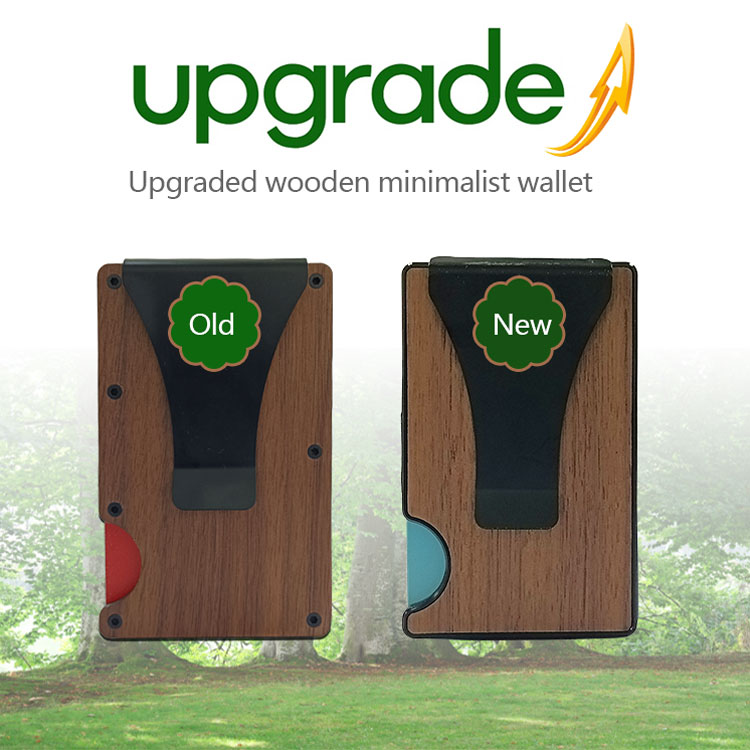 Minimalist Wallet for Men - Upgrade wooden Slim RFID Wallet No Screw Scratch Resistant, Credit Card Holder & Money Clip Mens Wallets