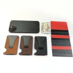 Leather metal wallet minimalist wallet for men